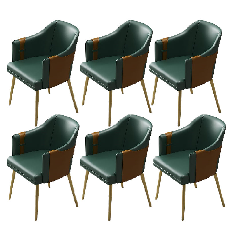 Glam Style Dining Chair Upholstered Faux Leather Dining Arm Chair