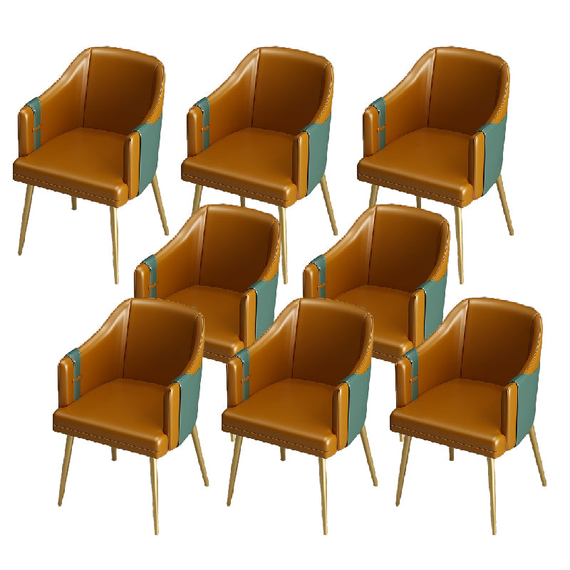 Glam Style Dining Chair Upholstered Faux Leather Dining Arm Chair