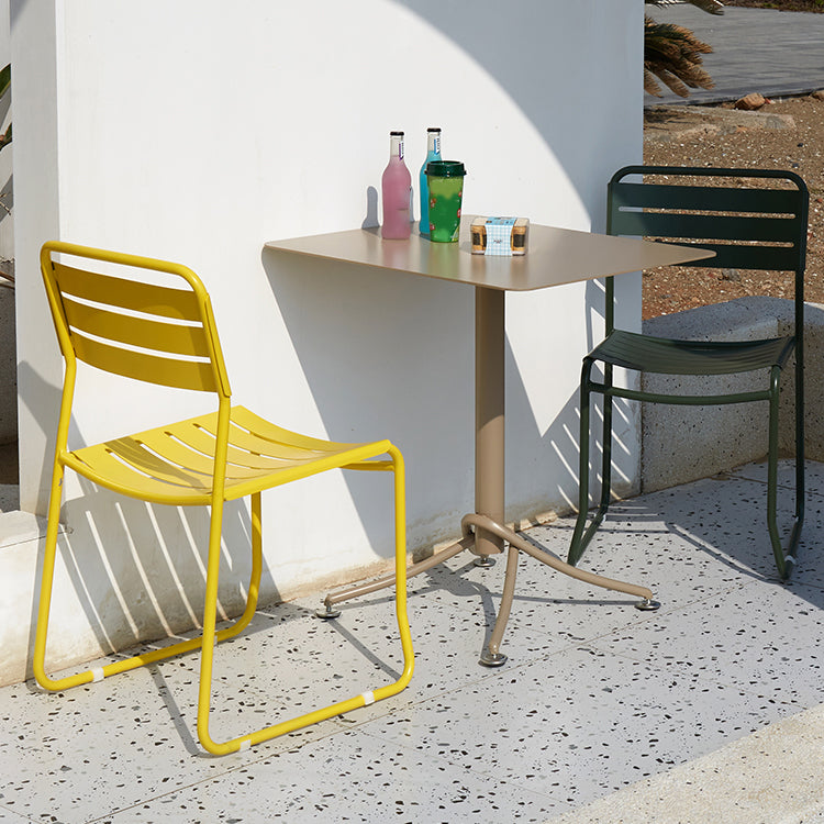 Glam Style Dining Chair Metal Ladder Back Side Chair for Patio