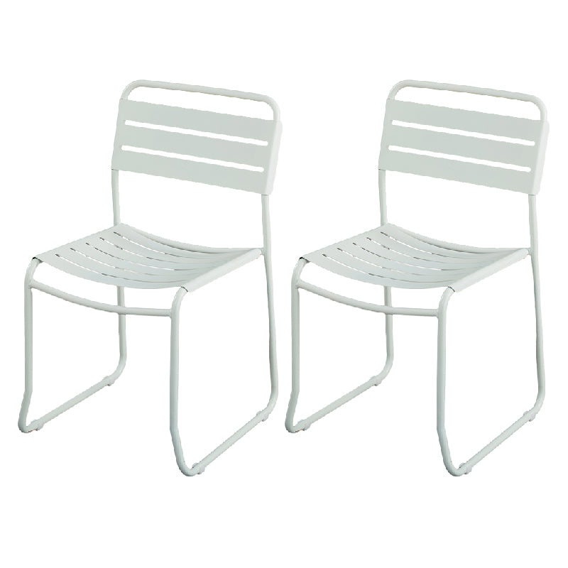 Glam Style Dining Chair Metal Ladder Back Side Chair for Patio