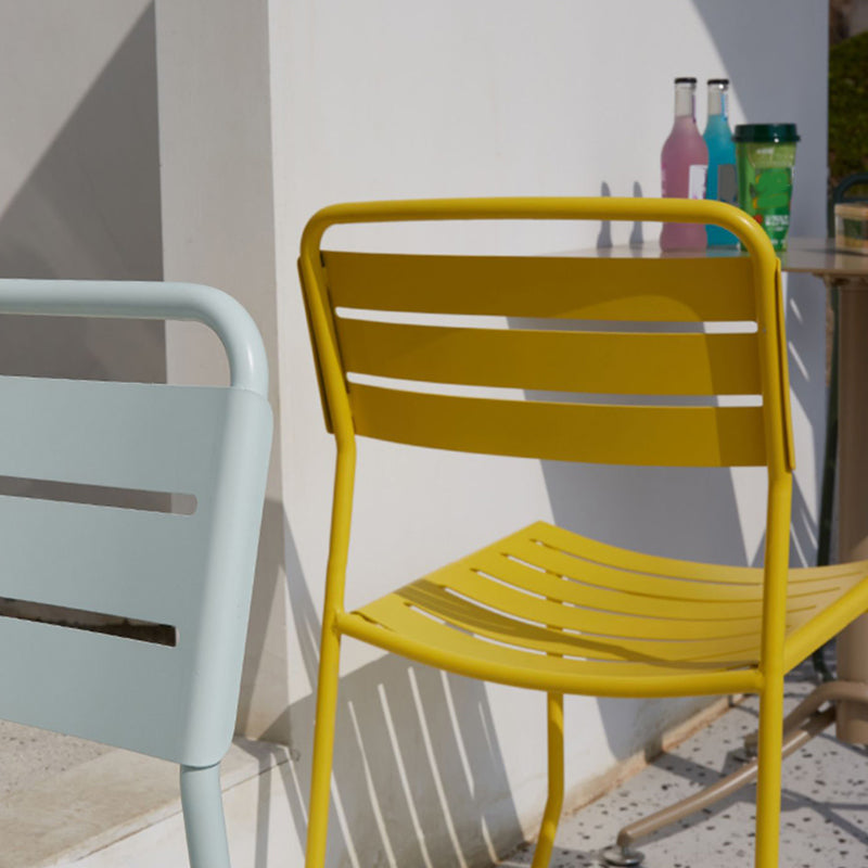 Glam Style Dining Chair Metal Ladder Back Side Chair for Patio