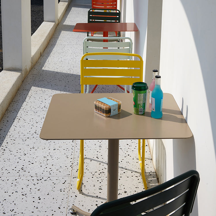 Glam Style Dining Chair Metal Ladder Back Side Chair for Patio