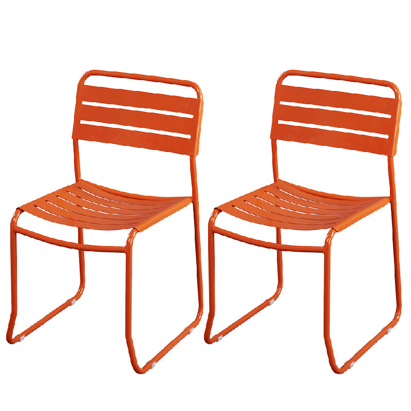 Glam Style Dining Chair Metal Ladder Back Side Chair for Patio