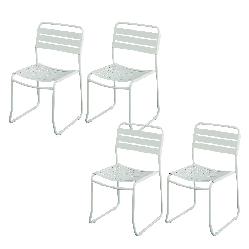 Glam Style Dining Chair Metal Ladder Back Side Chair for Patio