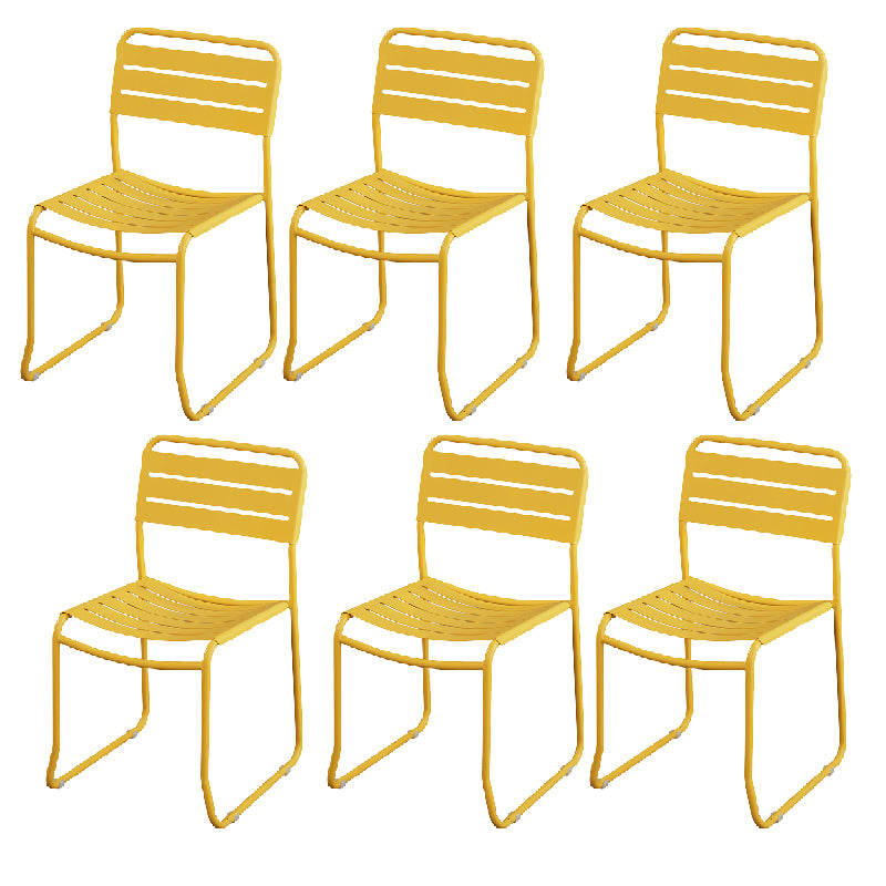 Glam Style Dining Chair Metal Ladder Back Side Chair for Patio