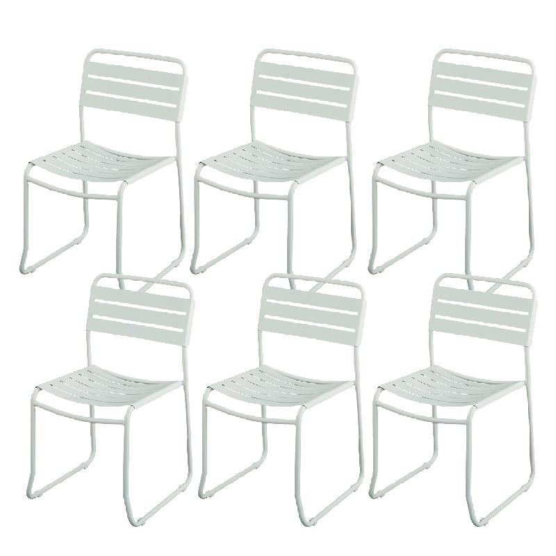 Glam Style Dining Chair Metal Ladder Back Side Chair for Patio