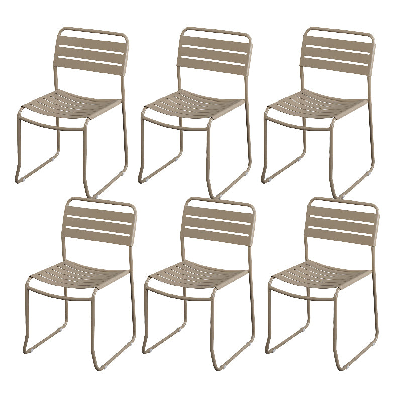 Glam Style Dining Chair Metal Ladder Back Side Chair for Patio