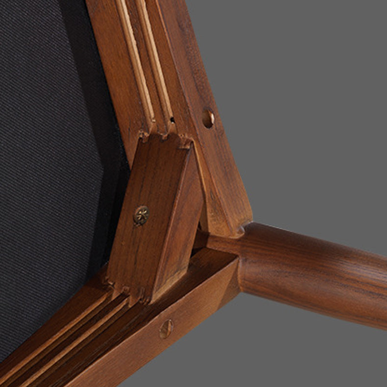 Modern Dining Side Chair Solid Wood and Leather Curved Open Back Armless Chair