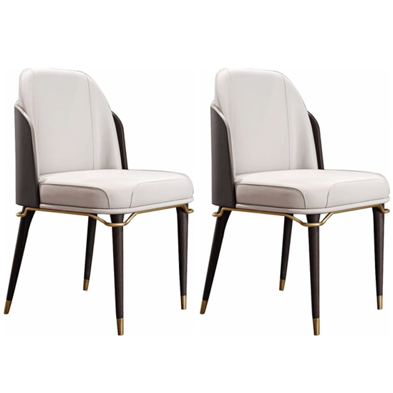 Parsons Leather Dining Chair Contemporary Conference Room Beige Side Chair