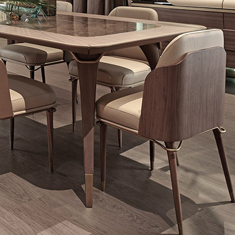 Parsons Leather Dining Chair Contemporary Conference Room Beige Side Chair