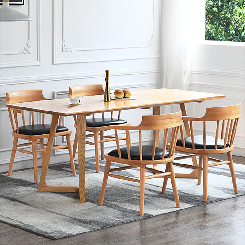 Contemporary Windsor Back Arm Chairs Leather Dining Chairs for Home