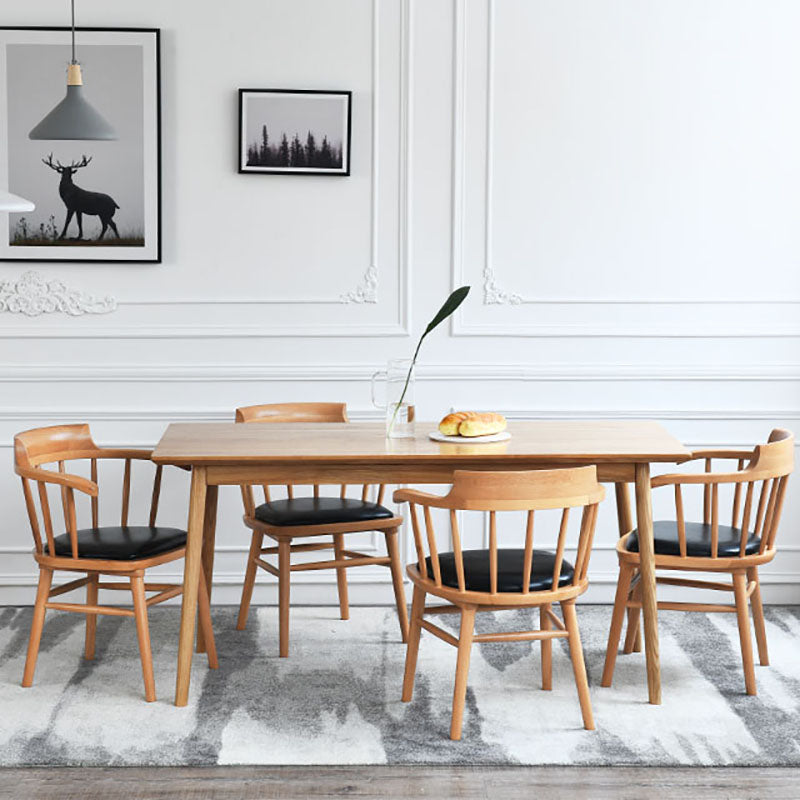 Contemporary Windsor Back Arm Chairs Leather Dining Chairs for Home