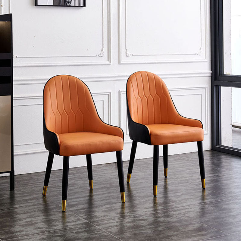 Scandinavian Solid Back Arm Chairs Upholstered Dining Chairs for Kitchen