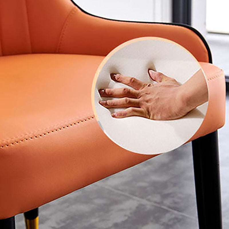 Scandinavian Solid Back Arm Chairs Upholstered Dining Chairs for Kitchen