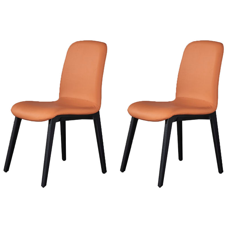 Minimalist Solid Back Dining Chairs Microfiber Leather Dining Chairs