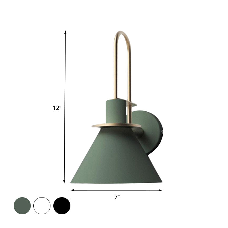 1-licht SCONCE LIMBEEMTER Antiqued kegel metalen wandbevestiging in wit/zwart/groen met handvat voor bed