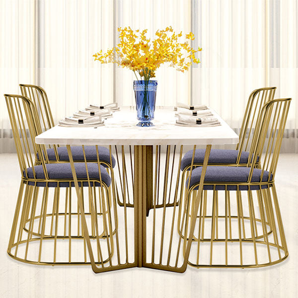 Glam Metal Dining Room Chair Windsor Back Side Chair for Home Use