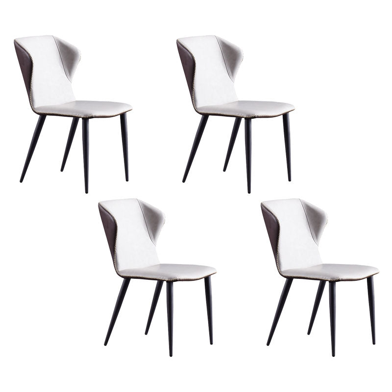Contemporary Dining and Accent Chairs Matte Finish Leather Curved Wingback Side Chair