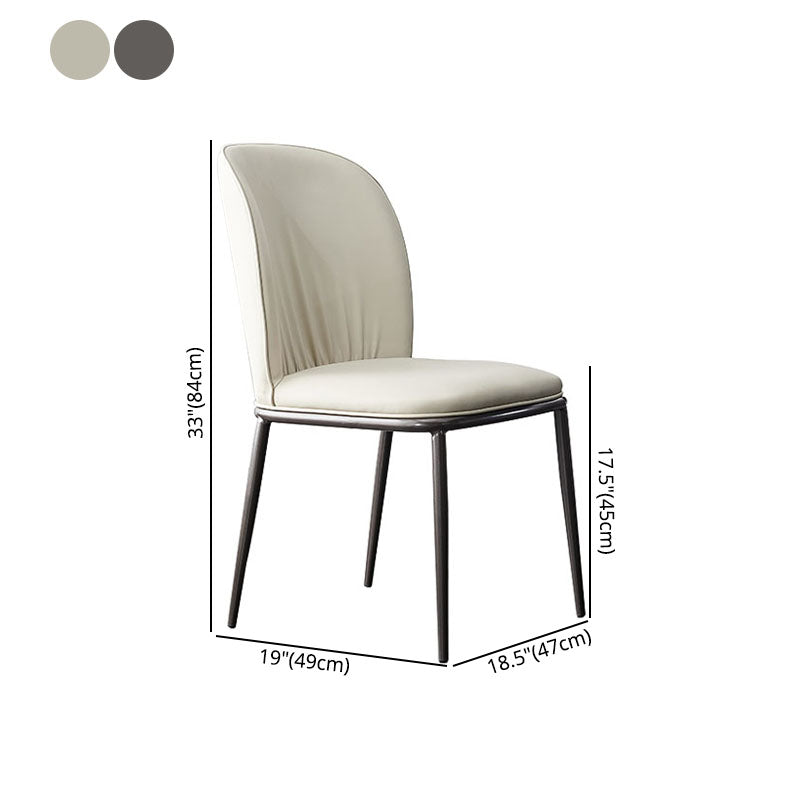 Modern Restaurant Leather Chair Matte Finish Solid Back Dining Chair