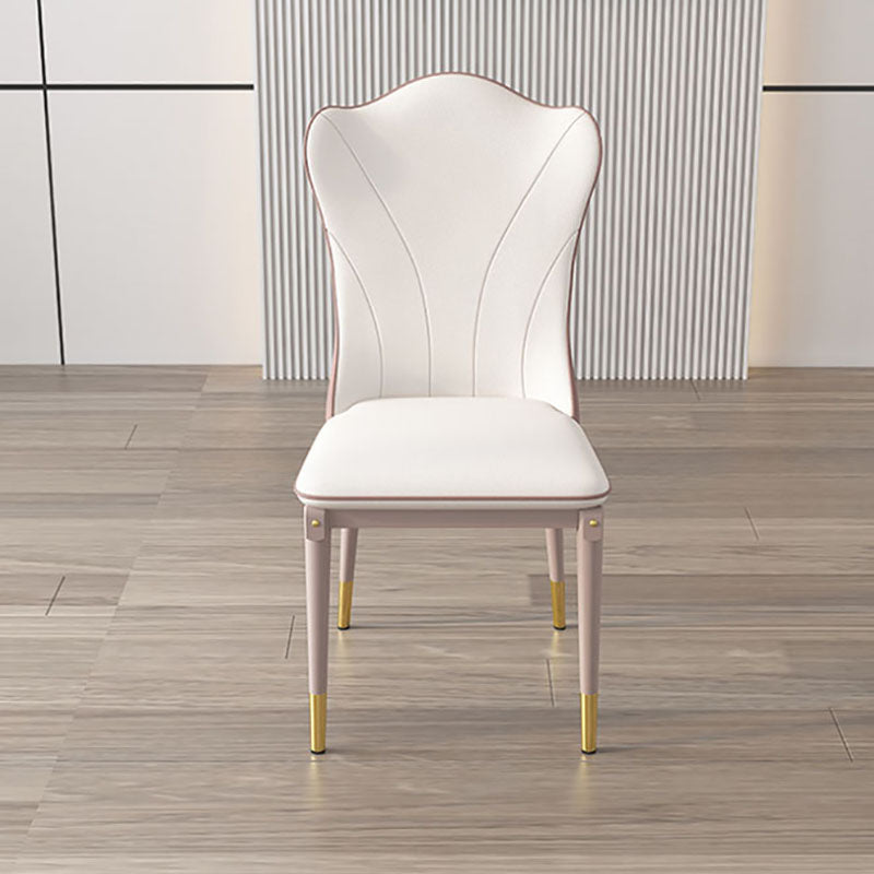 Leather Dining Side Chair Scandinavian Design Solid Back Armless Dining Chairs