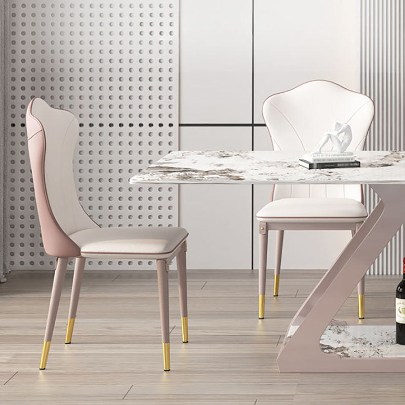 Leather Dining Side Chair Scandinavian Design Solid Back Armless Dining Chairs