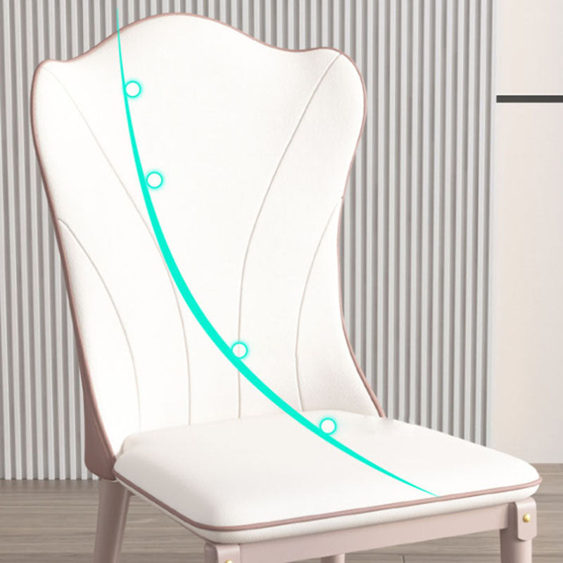 Leather Dining Side Chair Scandinavian Design Solid Back Armless Dining Chairs