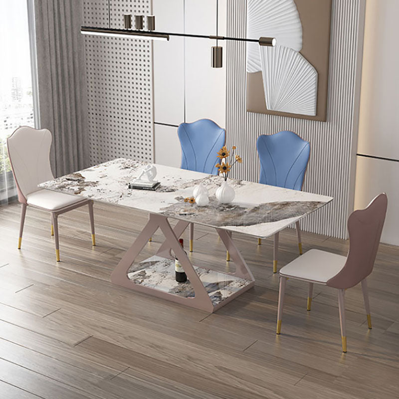 Leather Dining Side Chair Scandinavian Design Solid Back Armless Dining Chairs