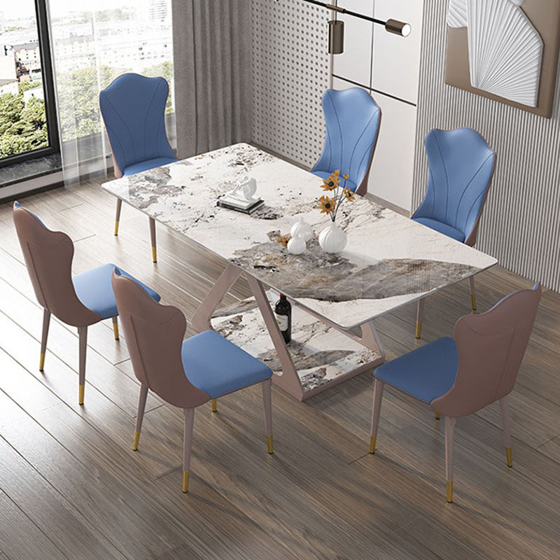 Leather Dining Side Chair Scandinavian Design Solid Back Armless Dining Chairs