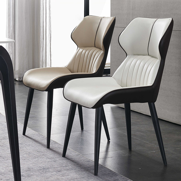 Contemporary Arm Dining Chairs Leather Curved Parsons Chair for Brasserie