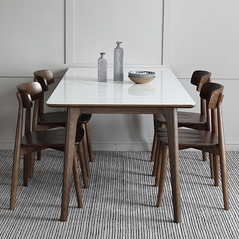 Contemporary Style Dining Chairs Open Back Dining Armless Side Chairs with Wooden Legs