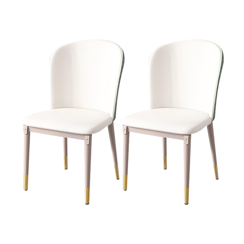 Leather Dining Side Chair Scandinavian Style Armless Solid Back Chairs