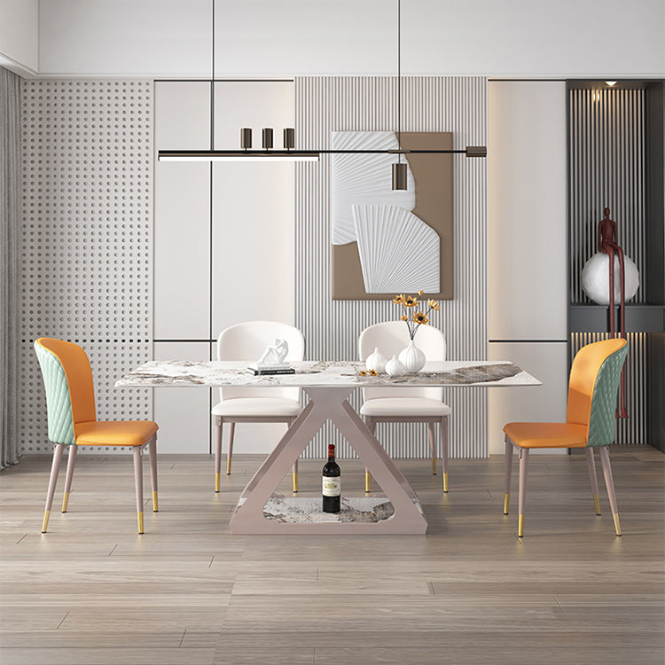 Leather Dining Side Chair Scandinavian Style Armless Solid Back Chairs