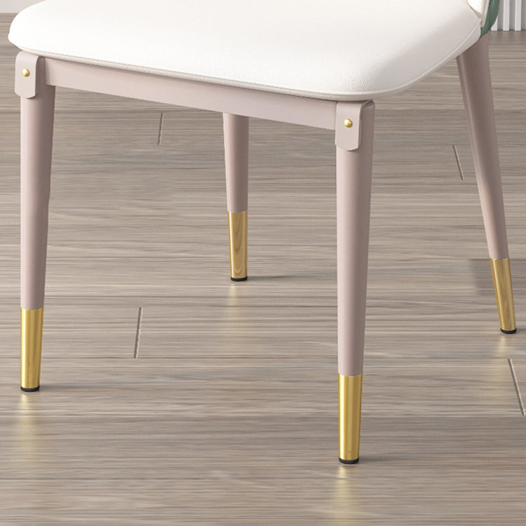 Leather Dining Side Chair Scandinavian Style Armless Solid Back Chairs