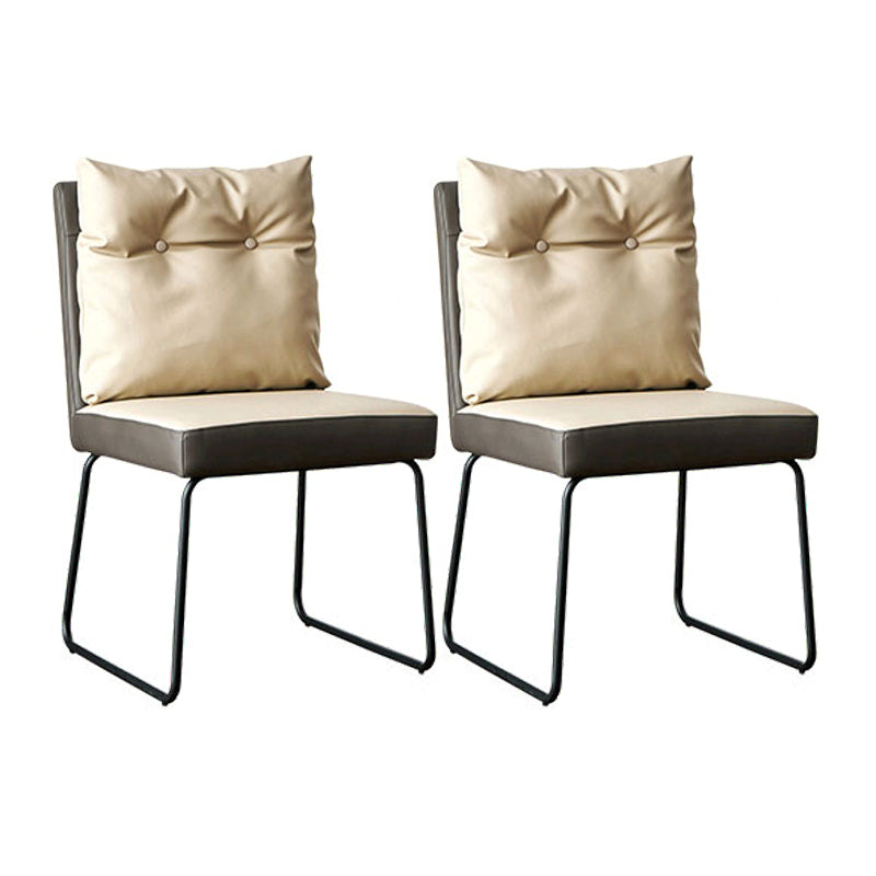Modern Home Solid Back Chair Leather Matte Finish Dining Chair