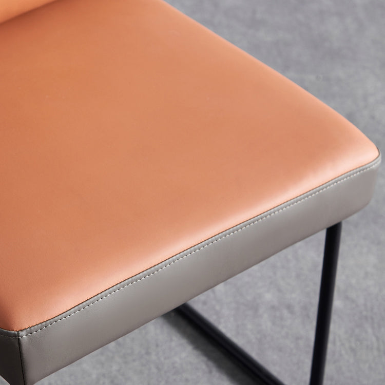 Modern Home Solid Back Chair Leather Matte Finish Dining Chair