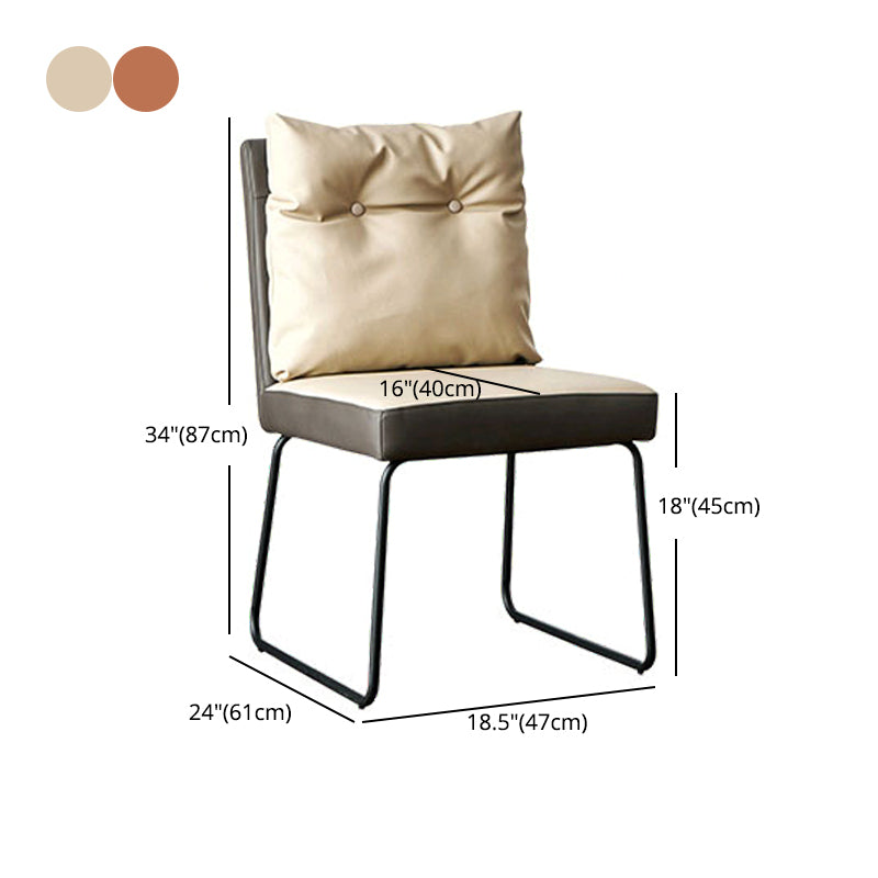 Modern Home Solid Back Chair Leather Matte Finish Dining Chair