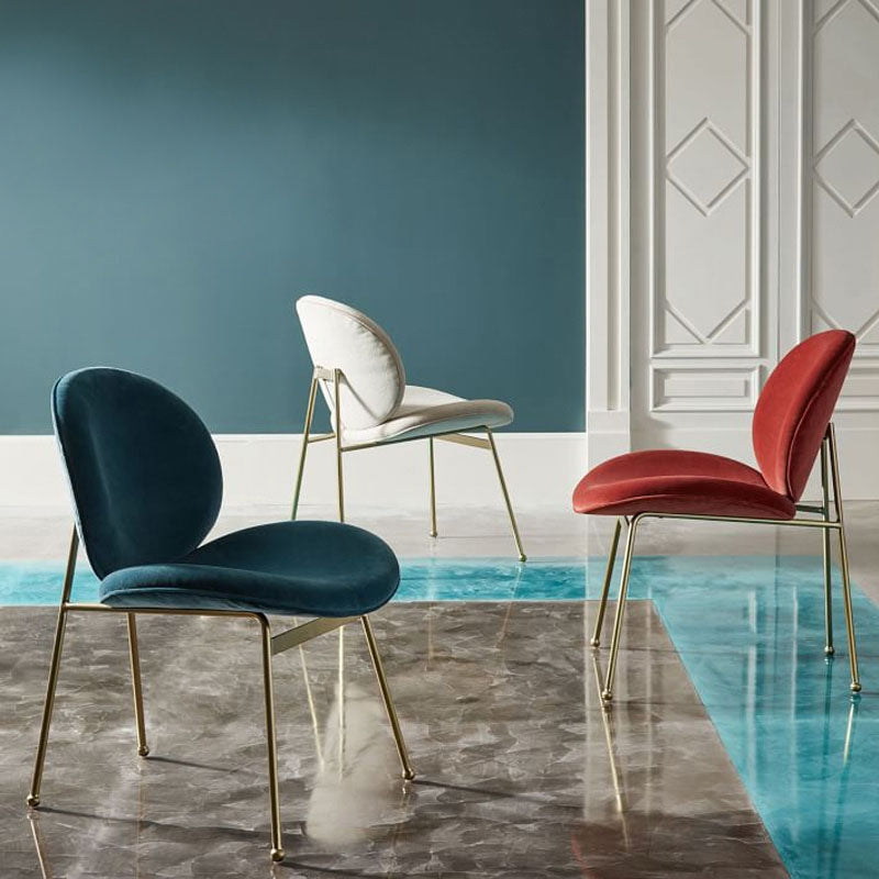 Glam Velvet Dining Room Chairs Metal Dining Armless Chair for Restaurant Use