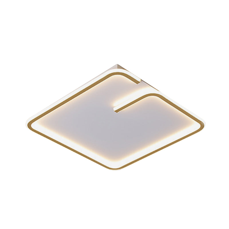 White Square Flushmount Simple LED Acrylic Flush Mounted Light in Warm/White Light, 16"/19.5" Width