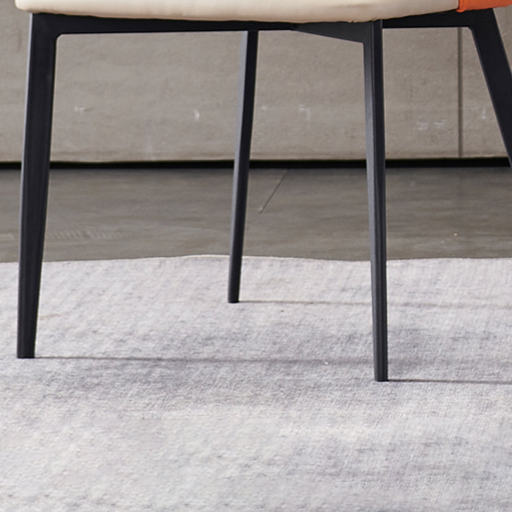 Contemporary Hotel Solid Back Arm Chair Leather Matte Finish Dining Chair