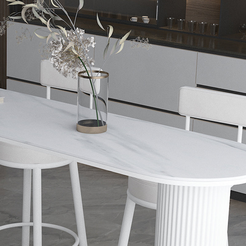 Industrial Stone Pub Dining Set 1/5 Pieces Counter Table with Upholstered Stools