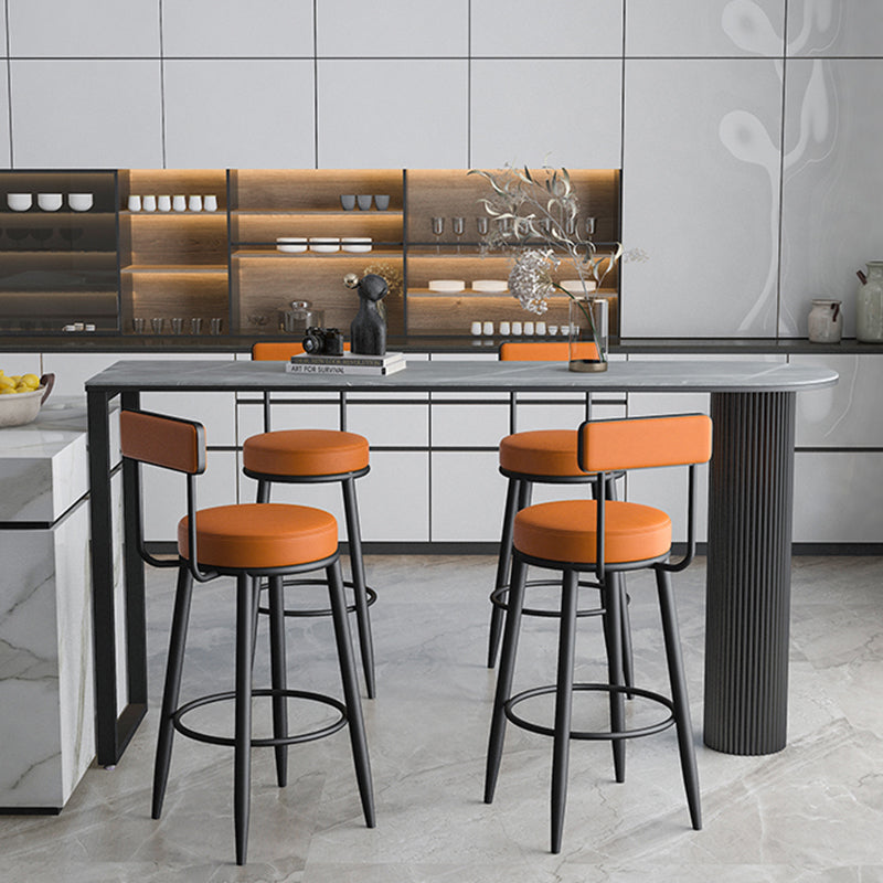 Industrial Stone Pub Dining Set 1/5 Pieces Counter Table with Upholstered Stools