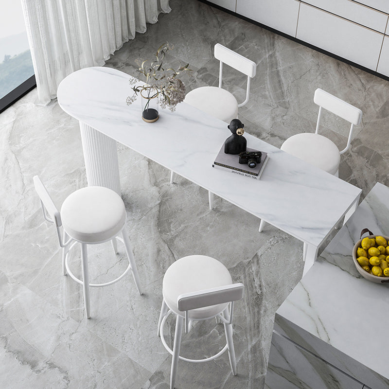 Industrial Stone Pub Dining Set 1/5 Pieces Counter Table with Upholstered Stools