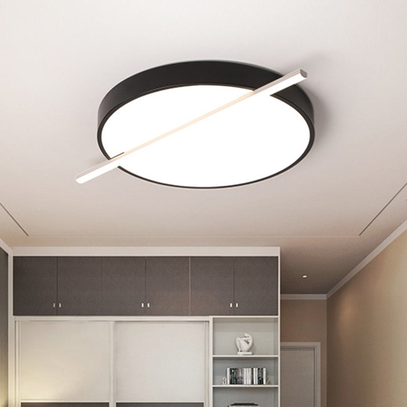 16"/19.5" Dia Drum and Linear Flush Mount Modern Acrylic LED Bedroom Flush Ceiling Light in Black, Warm/White Light