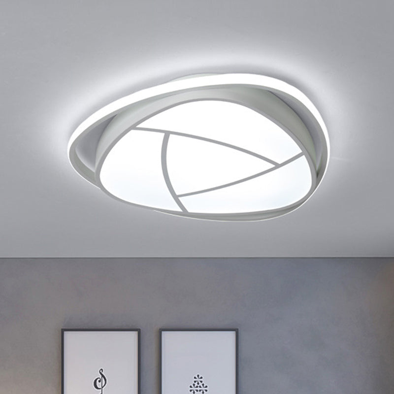 Flower Bedroom Ceiling Flush Mount Metal LED Simple Flushmount in White with Acrylic Shade