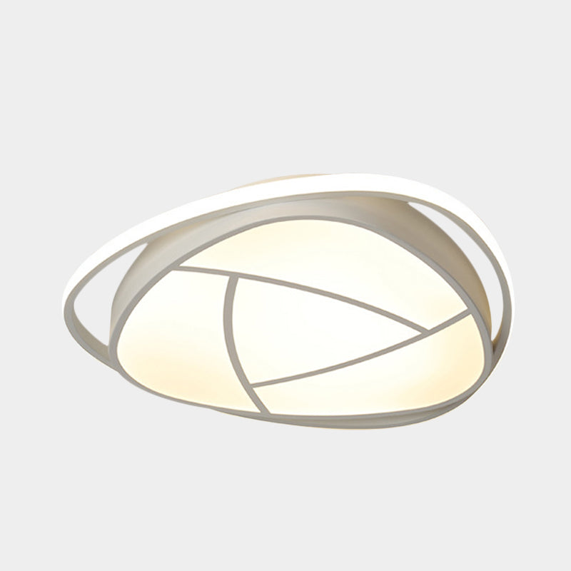 Flower Bedroom Ceiling Flush Mount Metal LED Simple Flushmount in White with Acrylic Shade