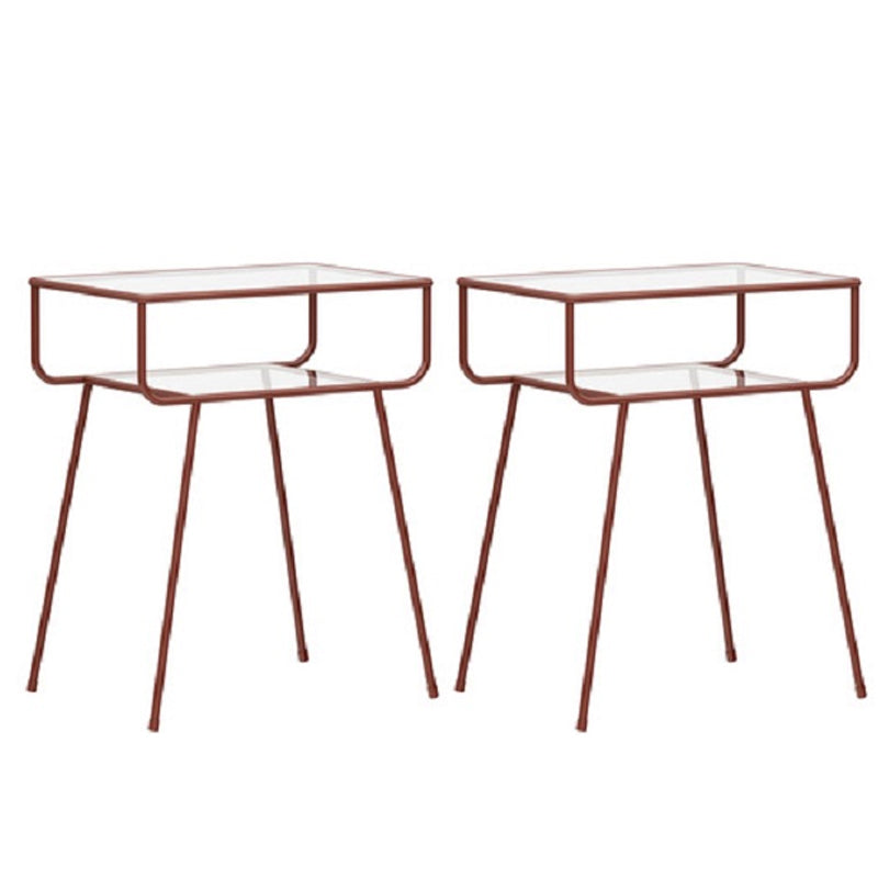 Contemporary Glass Accent Table Nightstand 23.6" Tall Bed Nightstand