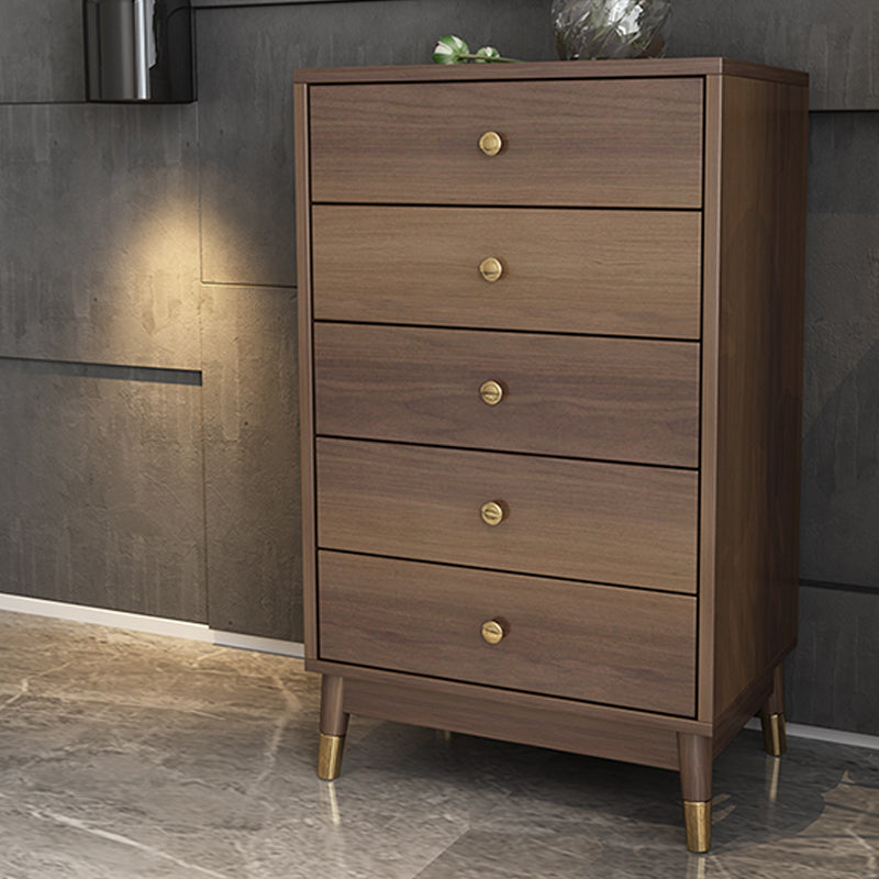 Glam Wooden Vertical Storage Chest Bedroom Chest with Drawers