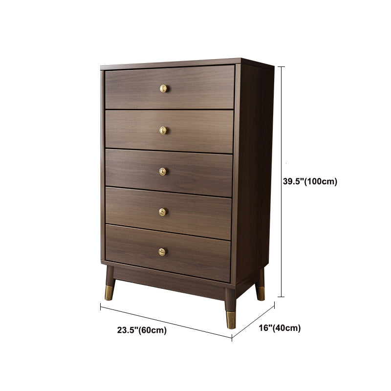 Glam Wooden Vertical Storage Chest Bedroom Chest with Drawers