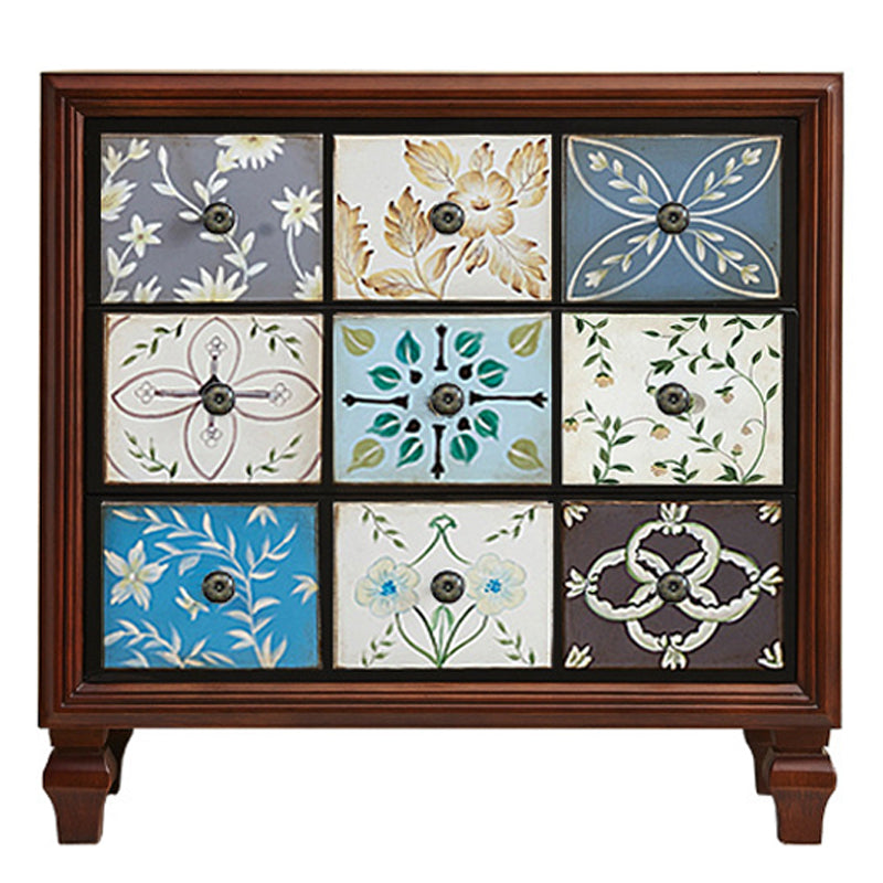 Traditional Wooden Bedroom Chest Horizontal Storage Chest with Drawers