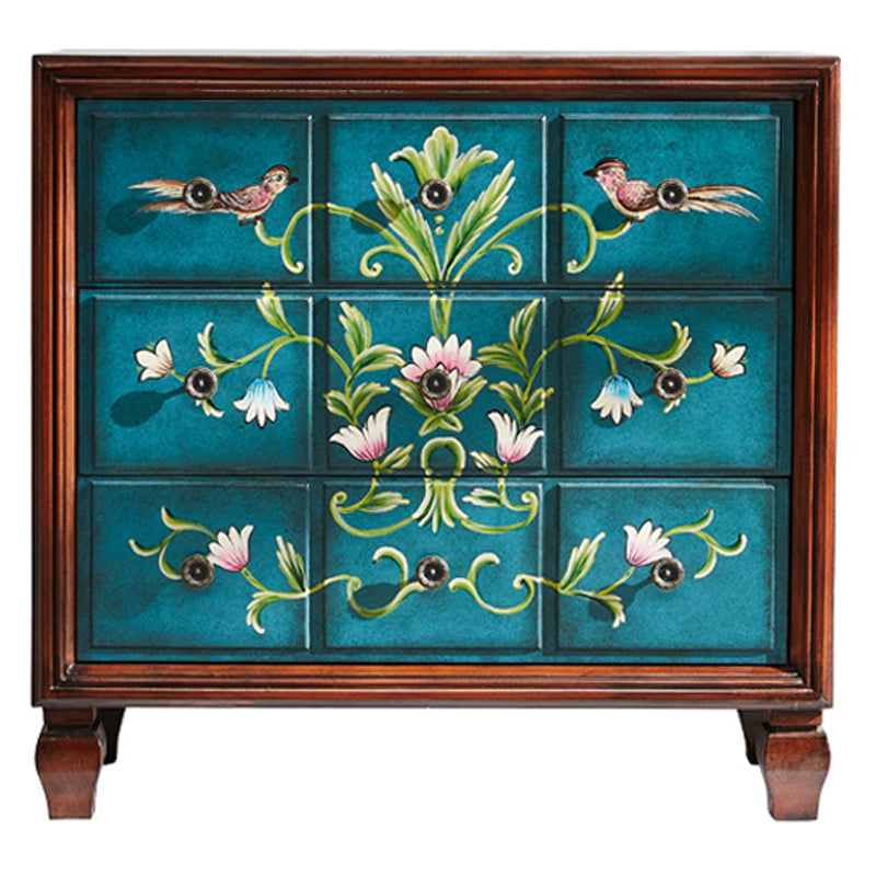 Traditional Wooden Bedroom Chest Horizontal Storage Chest with Drawers